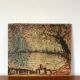 oil on pointillism landscape panel signed Hanriot 20th century