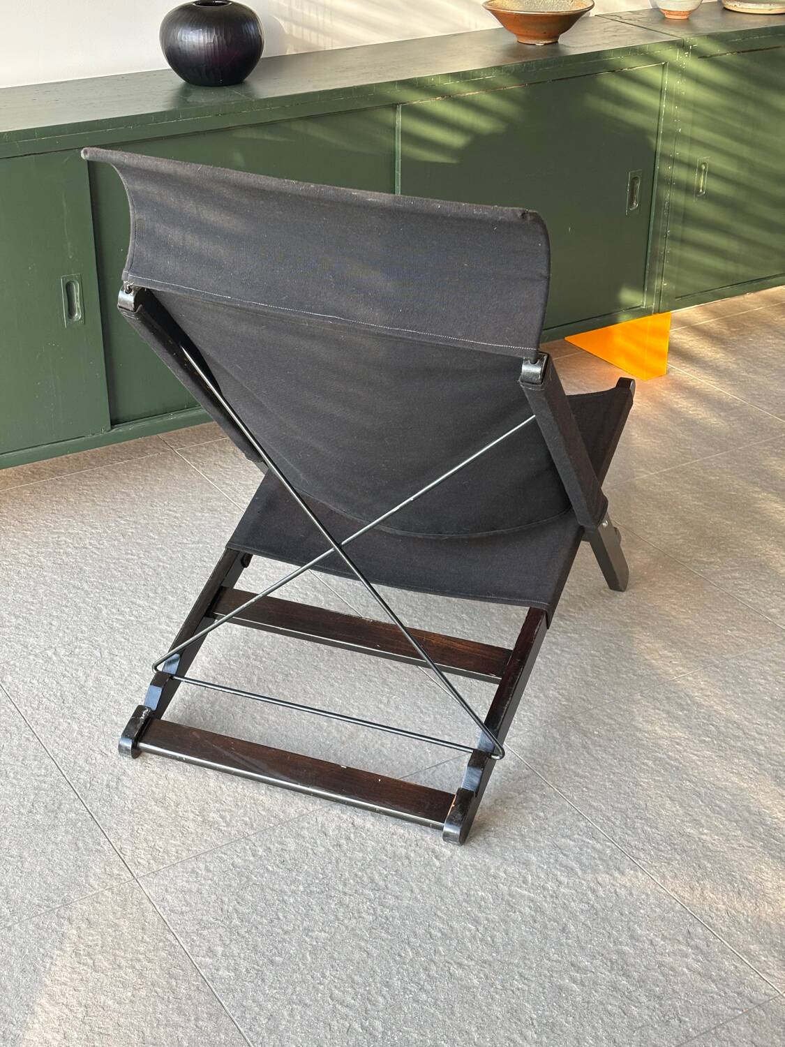 Fauteuil pliant vintage en bois et toile par Tord Bjorklund pour Ikea