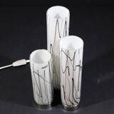 3 glass table lamps by Herstal, Denmark 1980