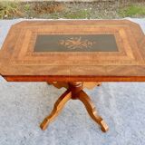 Inlaid living room pedestal table, italy 19th century, circa 1850