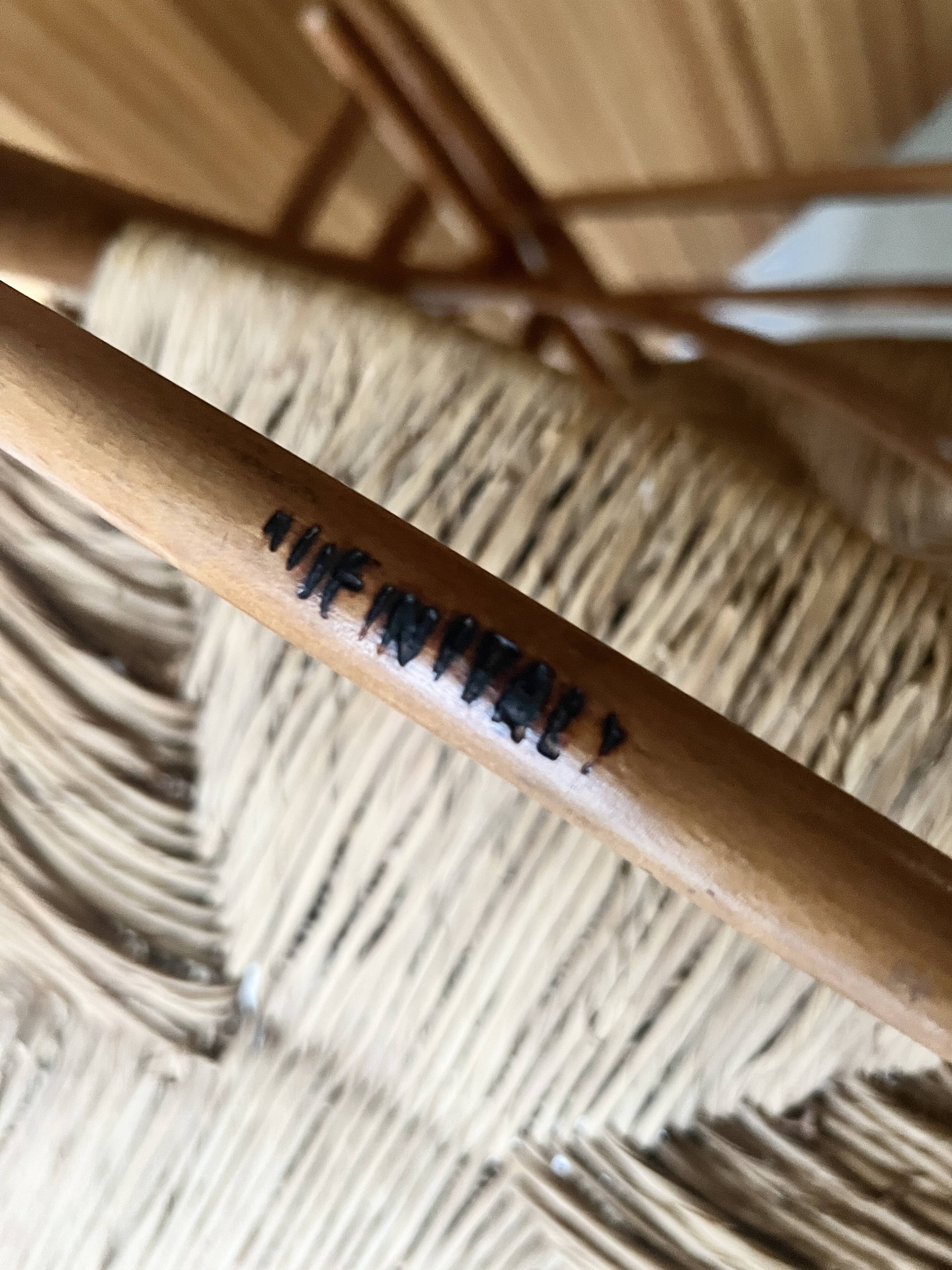 Set of 2 Italian chairs in wood and straw, Gio Ponti style 1950