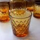 Carafe + 5 glasses, amber glass