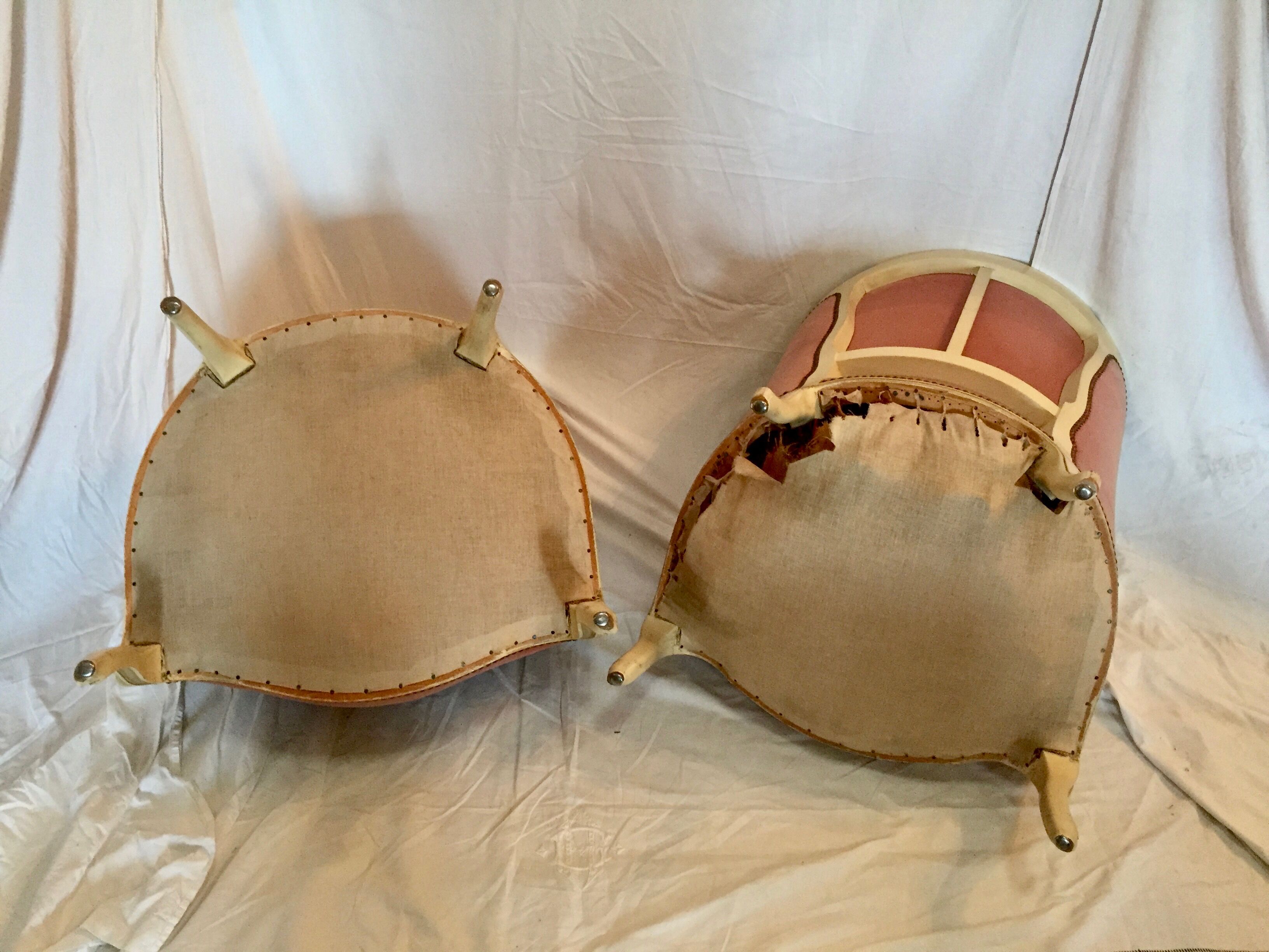 Pair of armchairs in wood and velvet, early 20th century