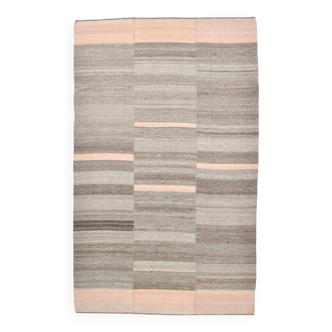 Tapis Kilim vintage contemporain saumon et marron 6 x 10, 188 x 304 cm SK 33353
