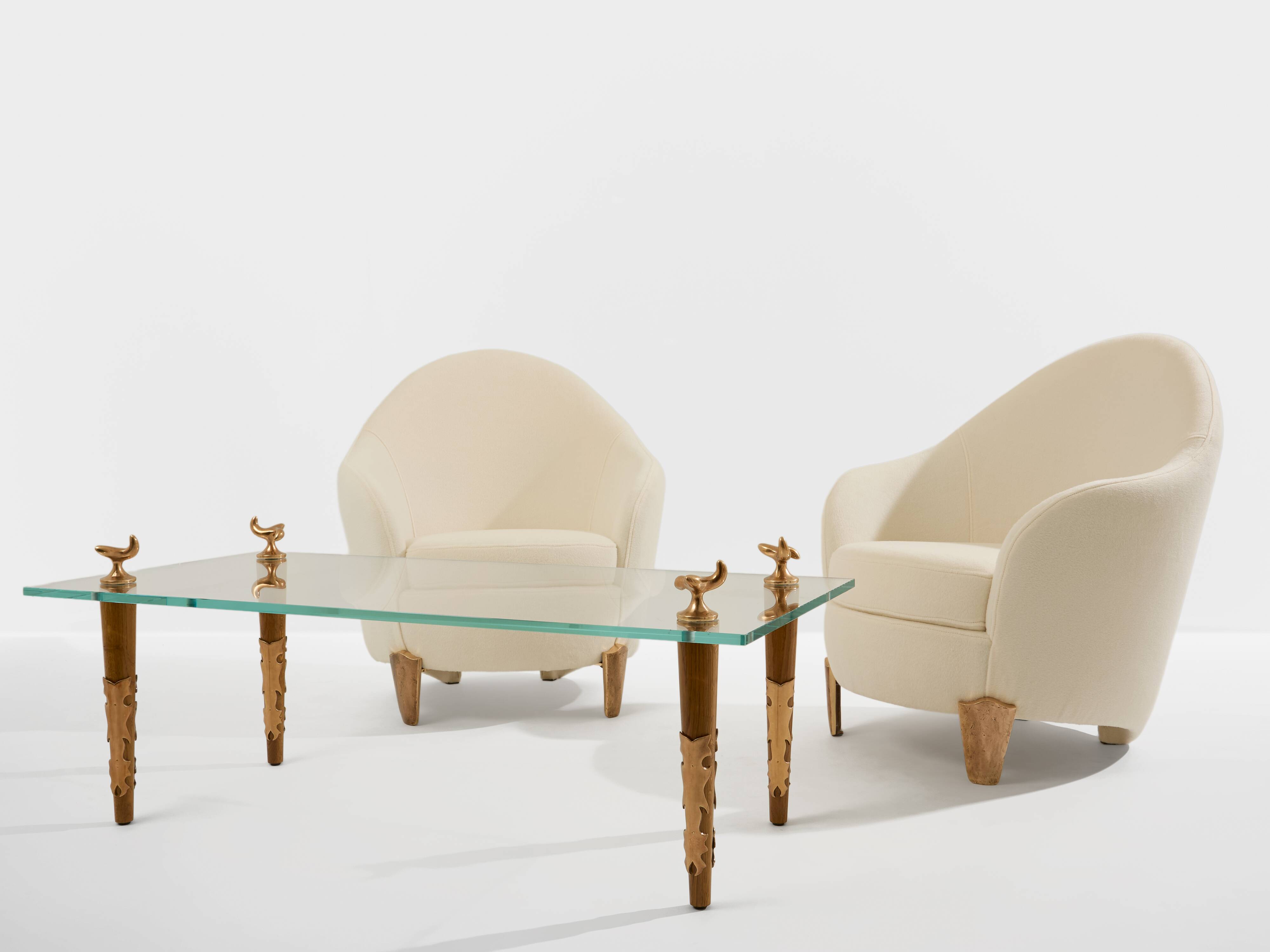 Garouste & Bonetti Koala armchairs in bronze and alpaca 1995