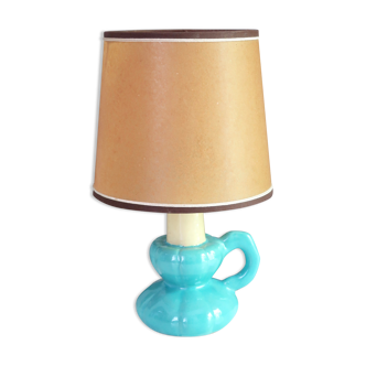 Blue ceramic lamp in the shape of a candle holder, 1960s