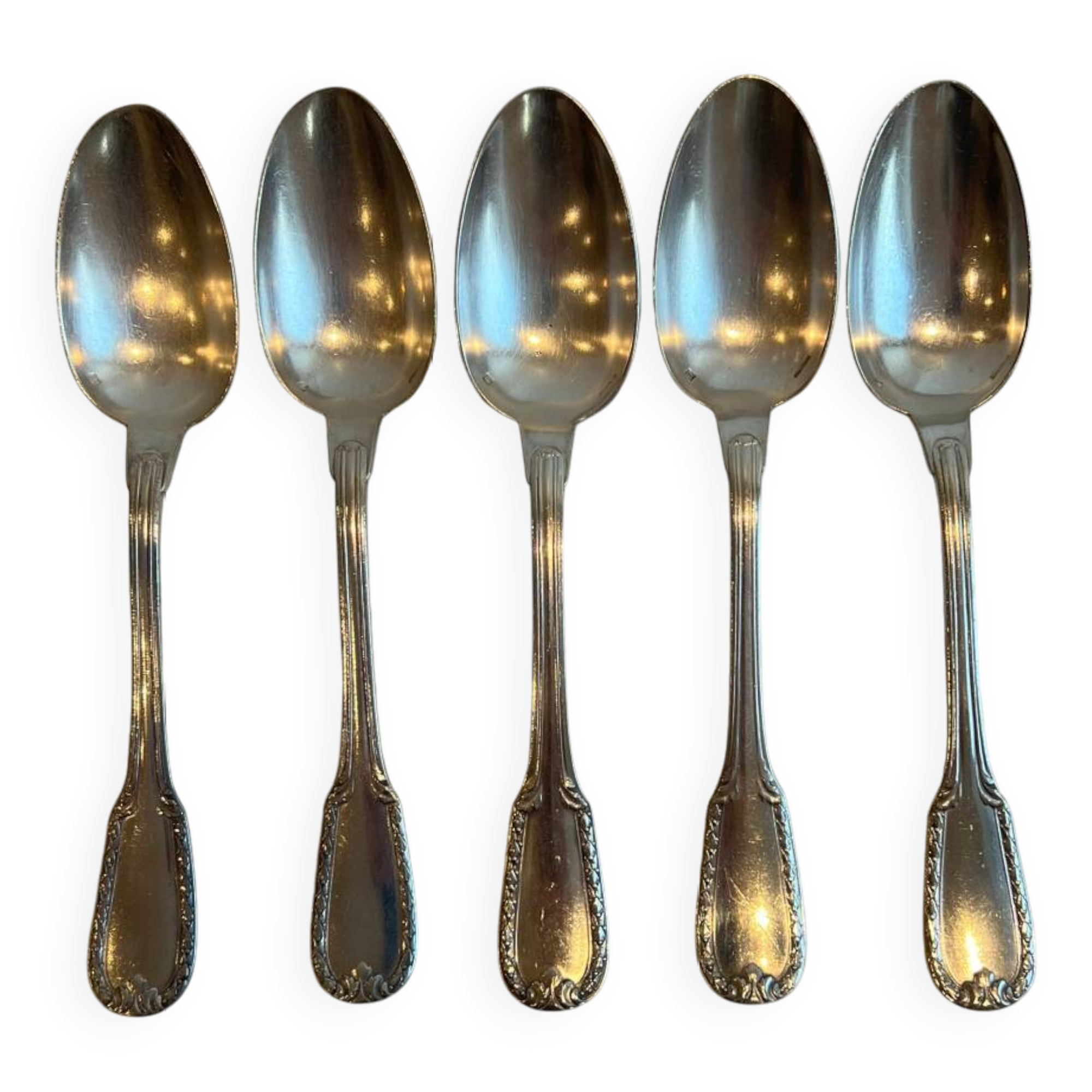 Set of five Bonlanger silver spoons