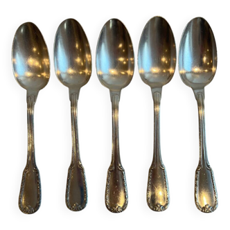 Set of five Bonlanger silver spoons