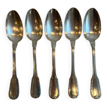Set of five Bonlanger silver spoons