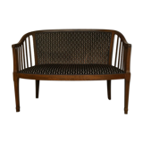 Old wooden and velvet bench