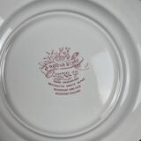 Set of 6 English flat plates, red tones
