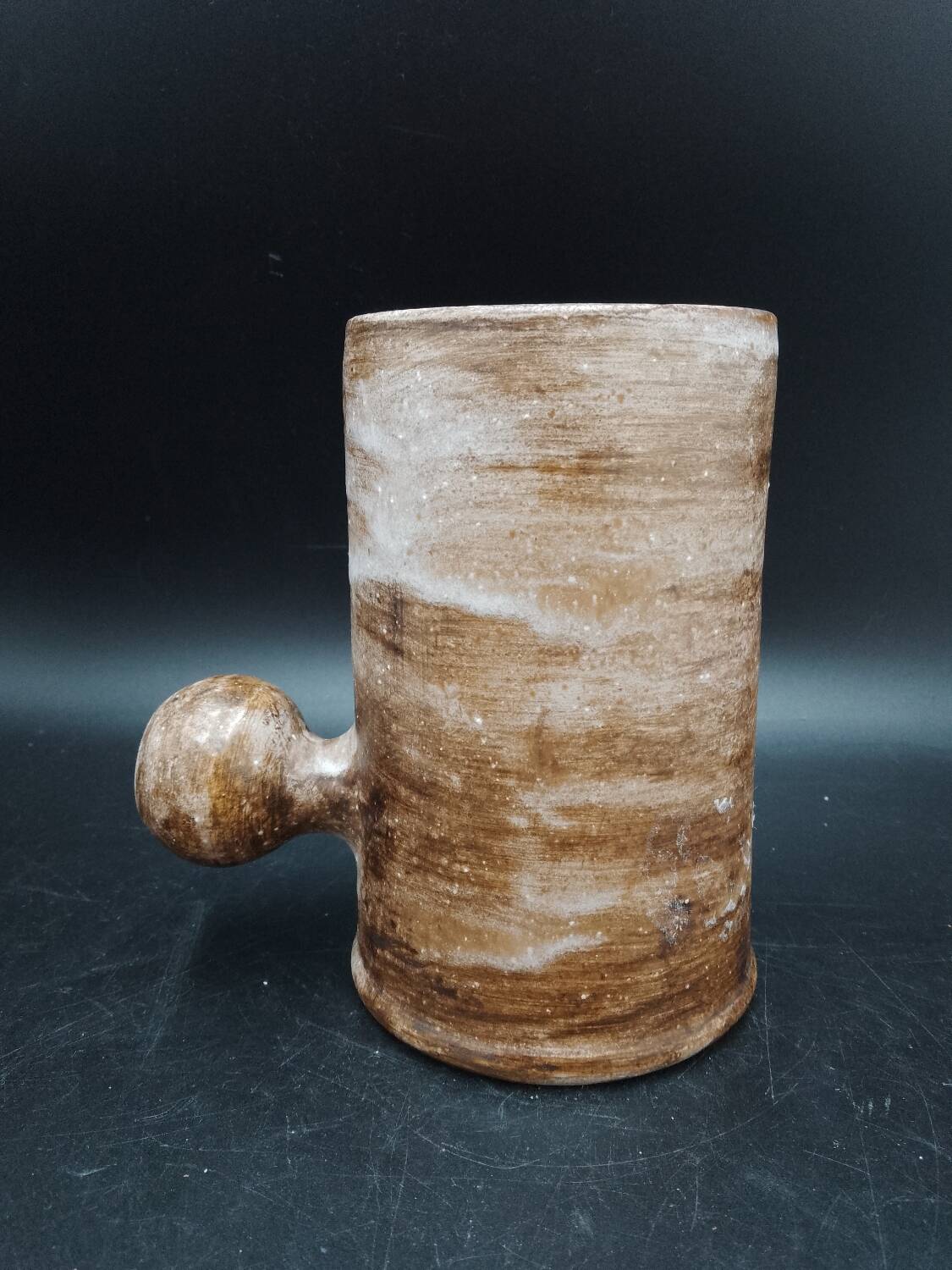 Free-form ceramic vase or tankard signed R. Kapota (Paris) 50s-60s