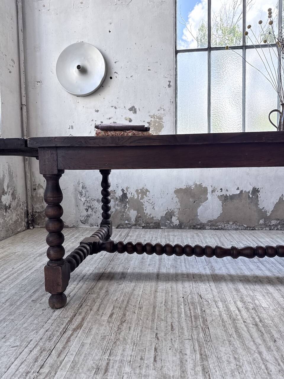 Solid oak table 1900 drapery style XL 280cm with extensions