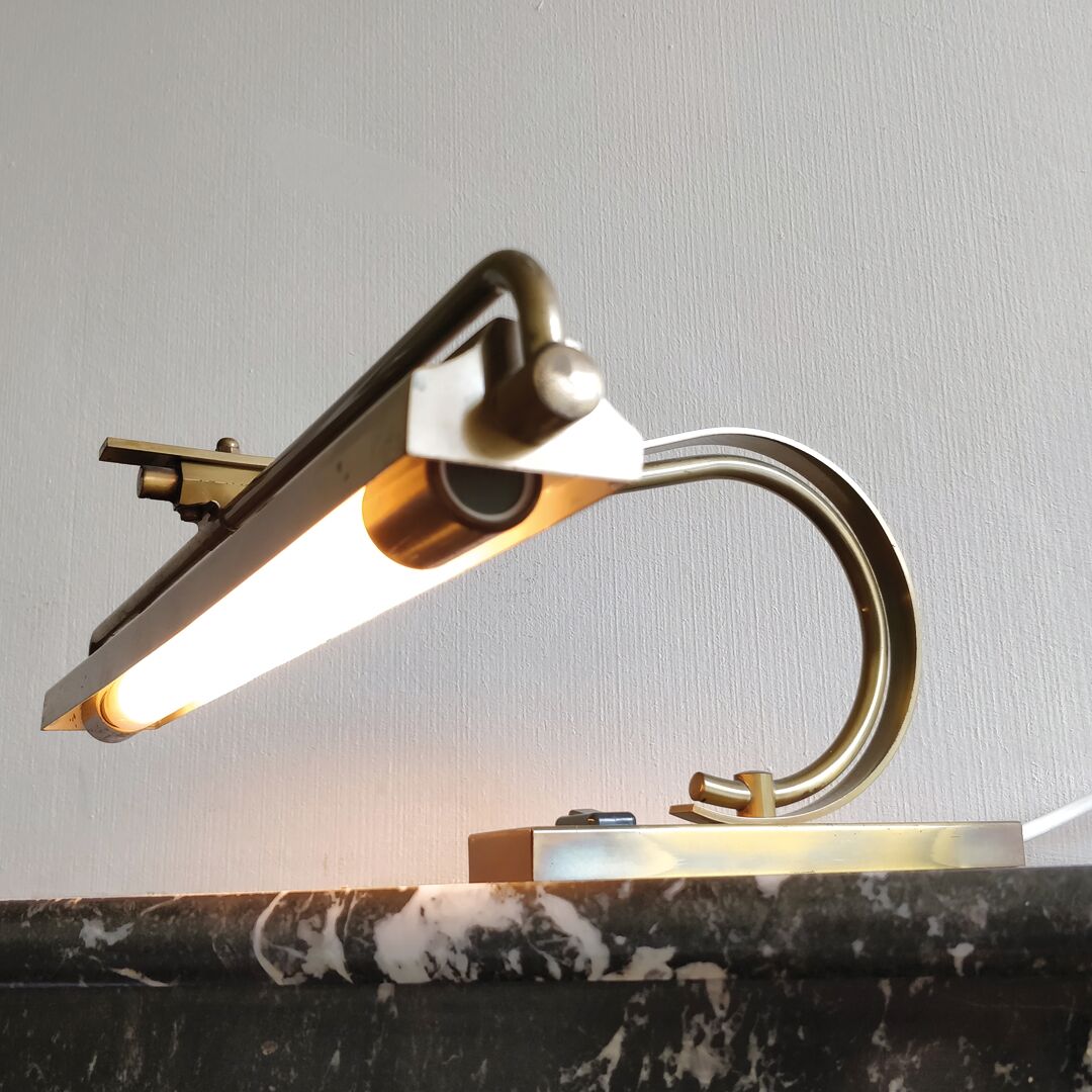Old art deco brass piano lamp