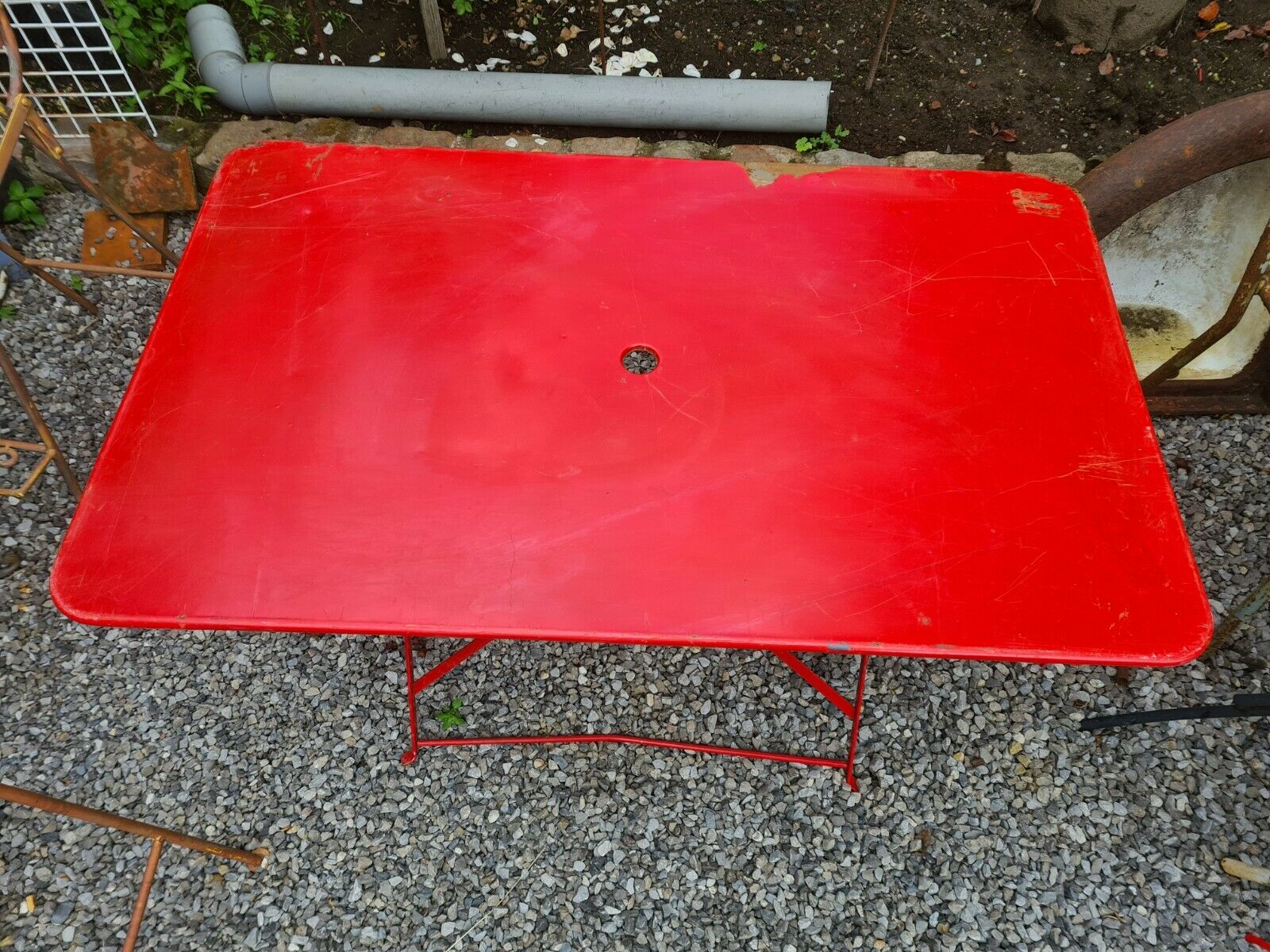 Folding iron garden table