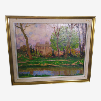 Tableau de rene beauclair (1875-1960) peintre de montauban le canal lespinet