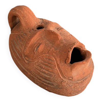 Sculpture, lampe à huile anthropomorphe pré-colombienne en terre cuite, Pérou