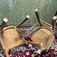 Set 4 vintage mismatched bistro chairs 50