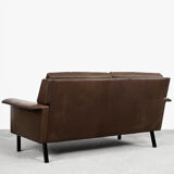 Canapé 2 places vintage moderne en cuir marron 3330 par Arne Vodder pour Fritz Hansen