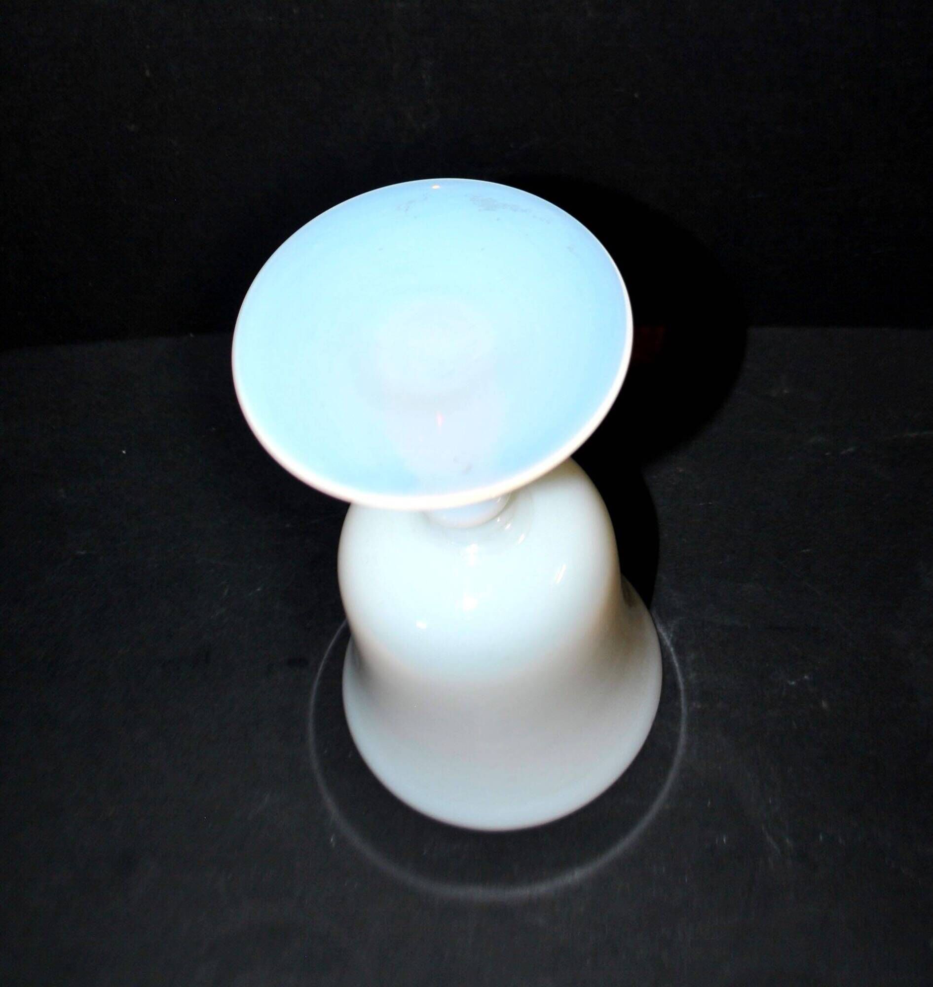 Antique footed glass in white opaline goblet chalice – Meisenthal craftsmanship?