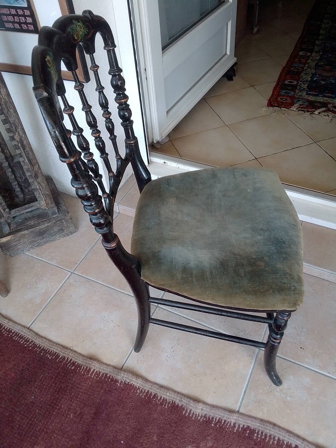 Napoleon III chair in blackened painted wood