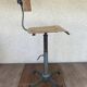 Former metal workshop chair - wood assise adjustable height vintage