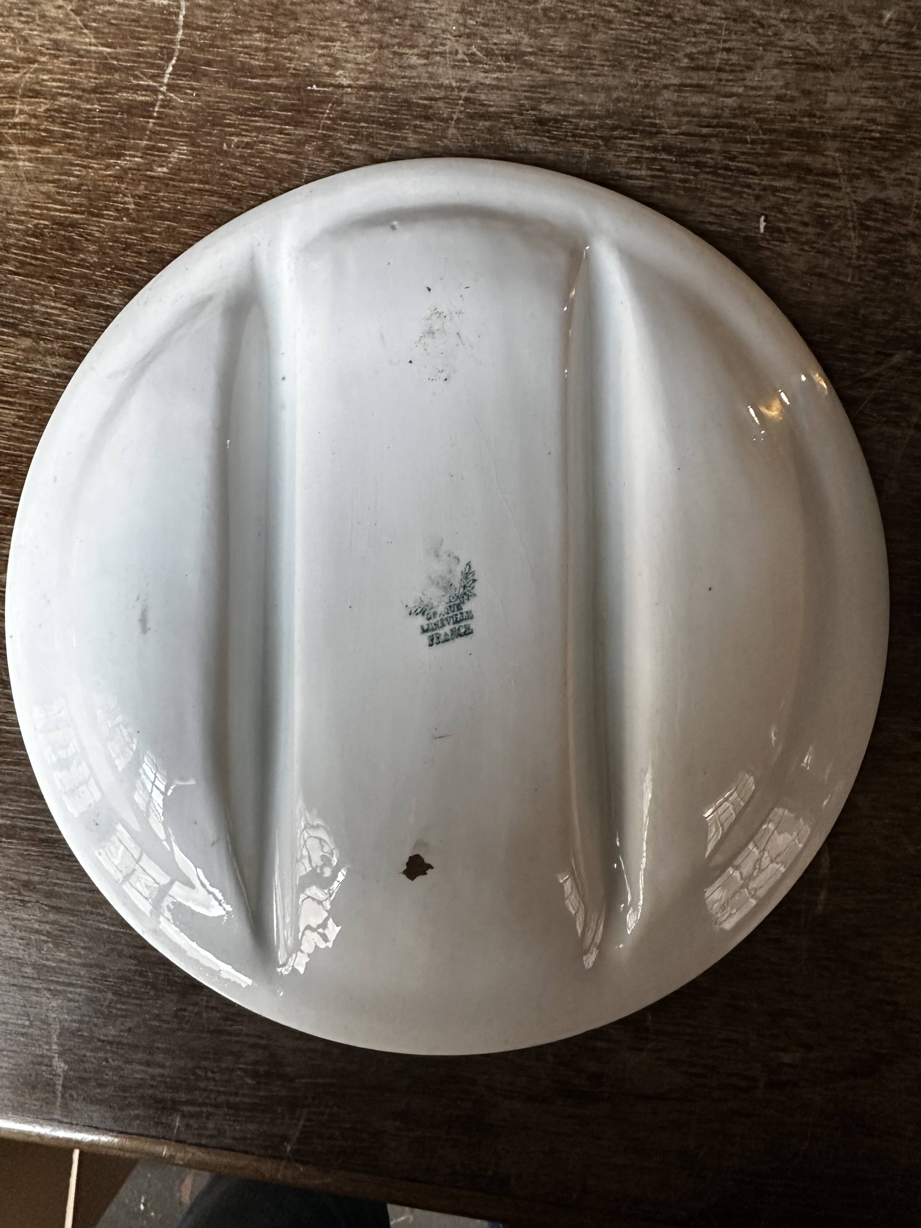 7 Asparagus Plates Late 19th Century Opaque Earthenware Luneville France