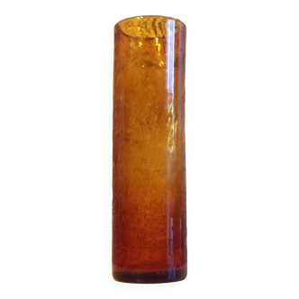 La Rochère scroll vase in blown amber glass