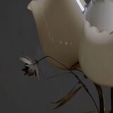 Mid-century glass and brass chandelier, model 501-3 by Stockmann, Finland, 1940s.