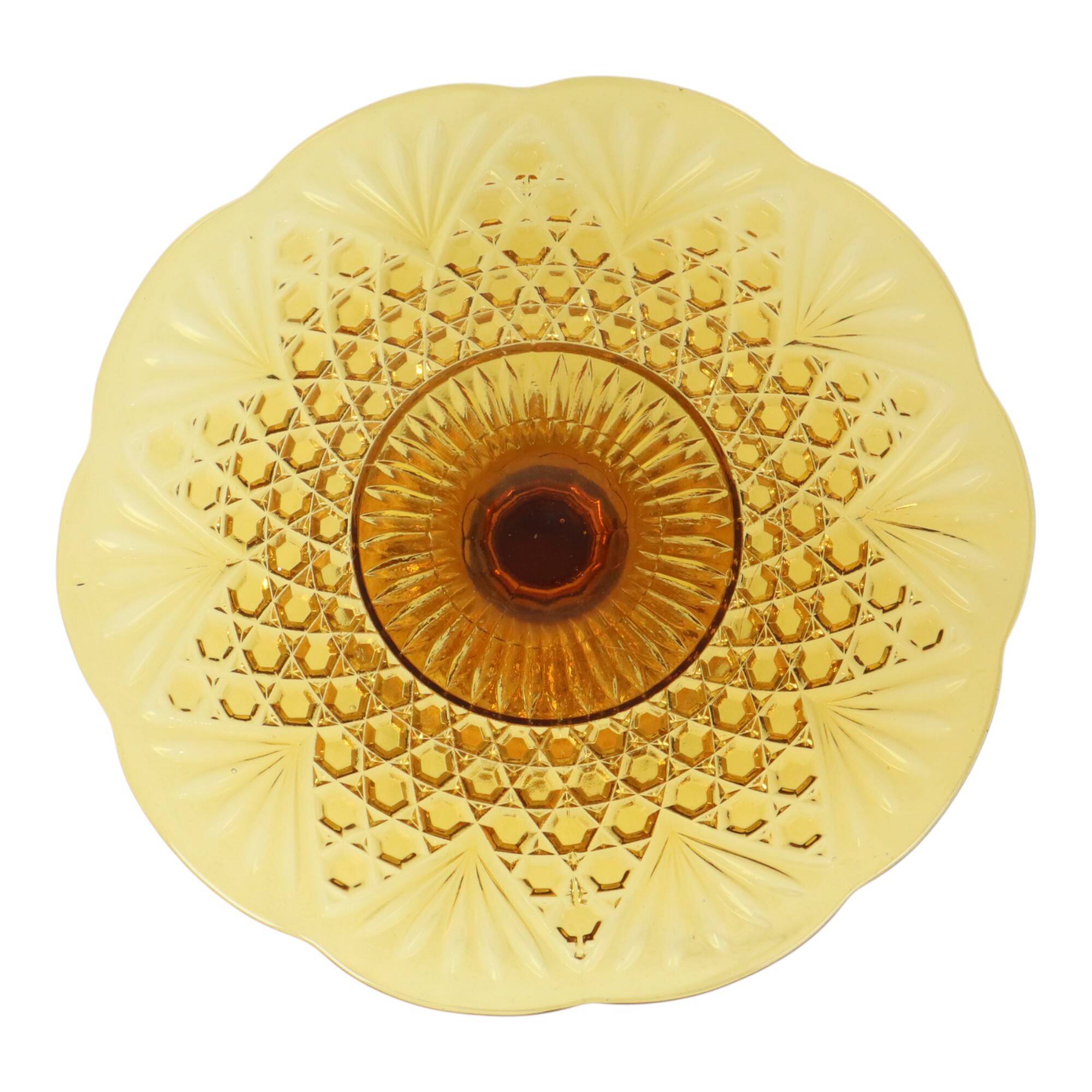 Art Deco Amber Cake Stand Depression Glass 33cm