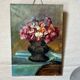 Old table still life with flowers oil painting