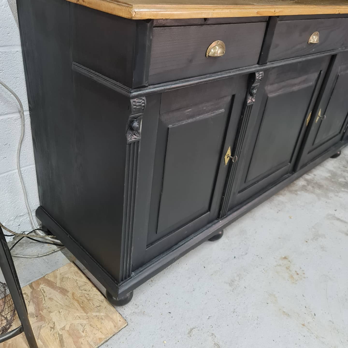 Large cabinet cabinet patina black buffet bookcase drawers