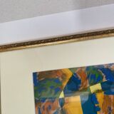 Oil on paper, wooden frame, glass