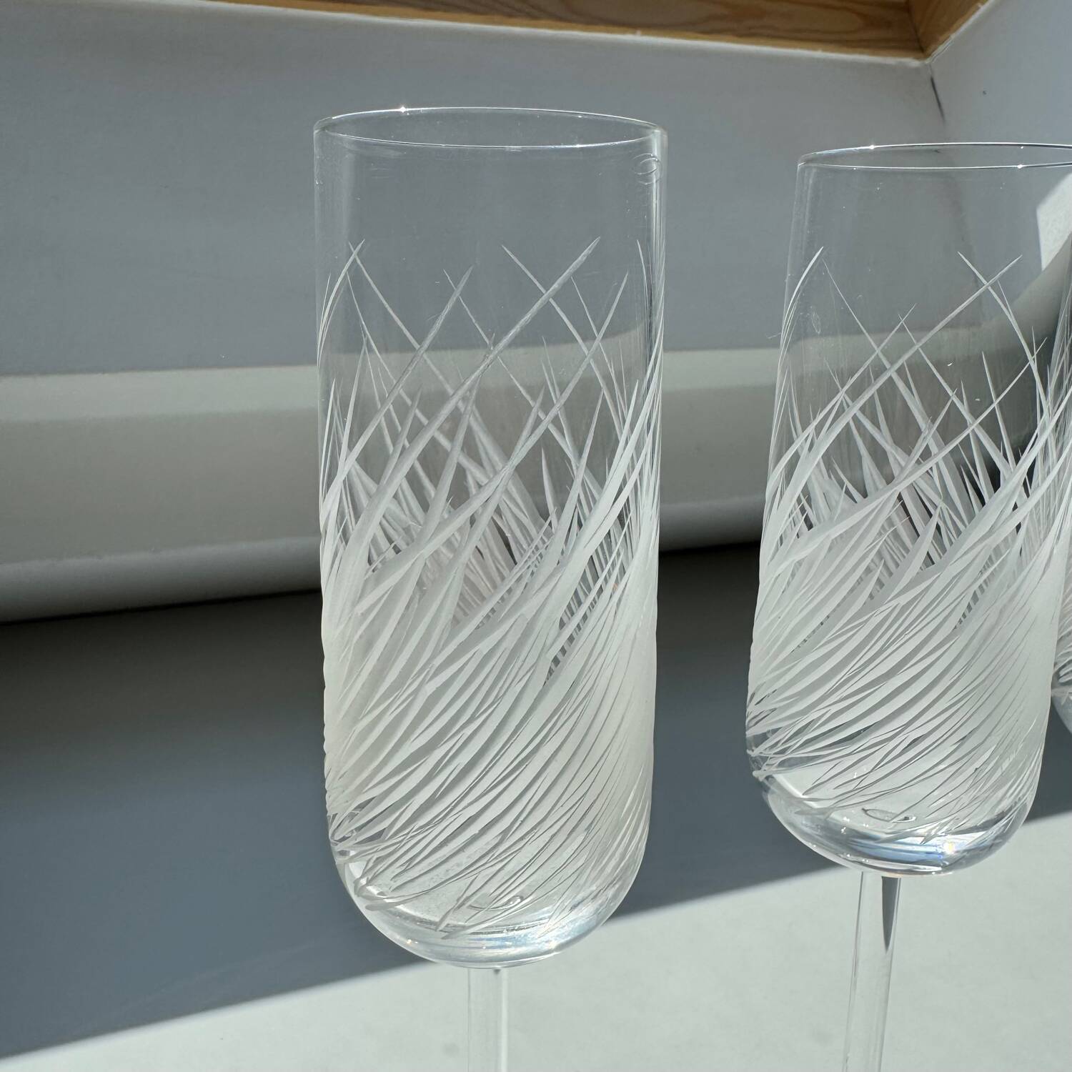 Set of 4 Engraved Champagne Flutes Salviati