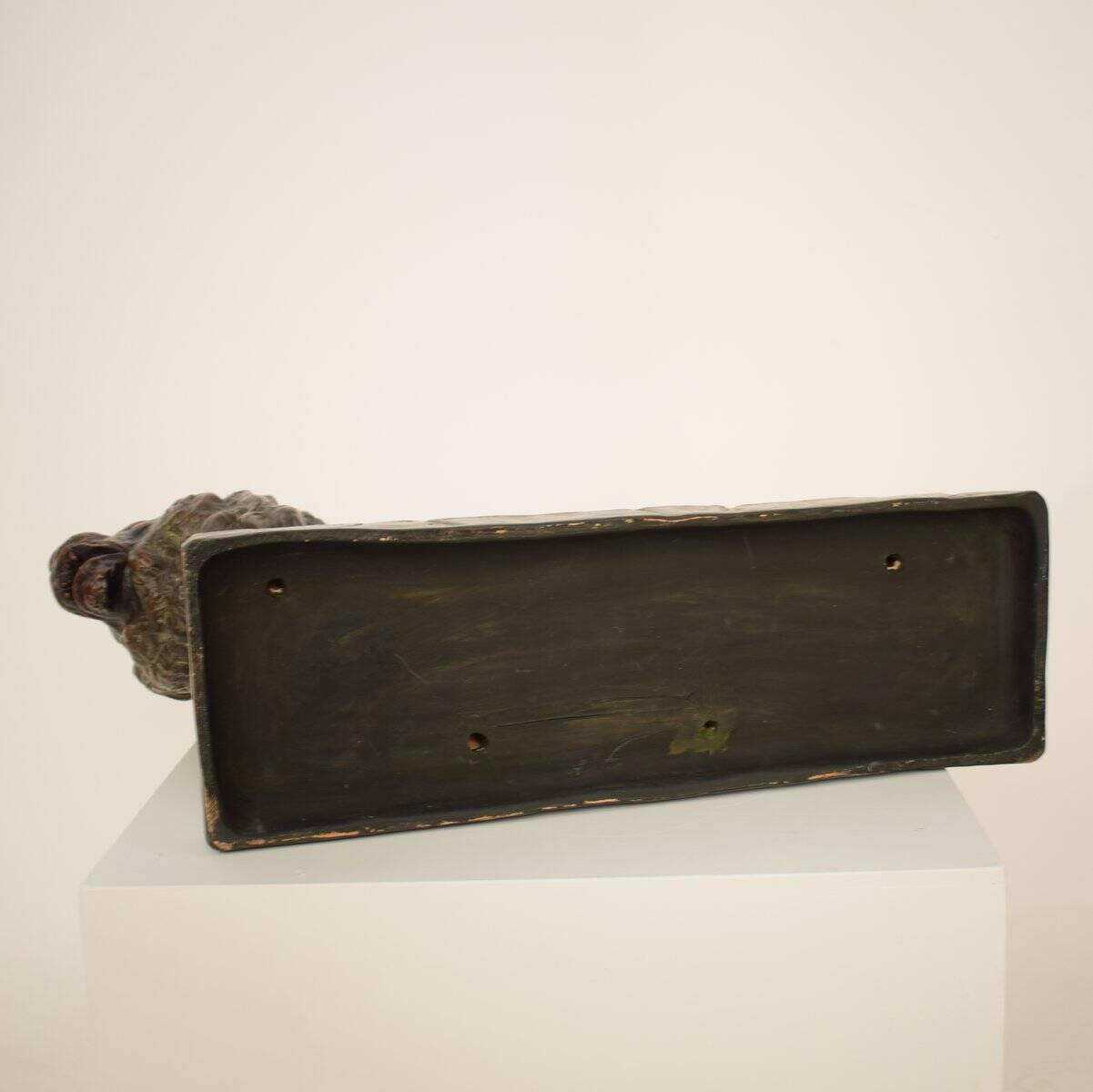 Big German Art Deco Lion Sculpture in Ceramic, Terracotta Copper, 1930