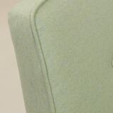 Mid-century modern armchair, oak wood, natural wool.