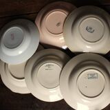 6 mismatched Terre de Fer soup plates from Digoin Sarreguemines