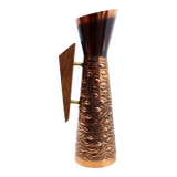 Vintage copper and teak vase