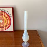 Slender white opaline vase from the 50s and 60s