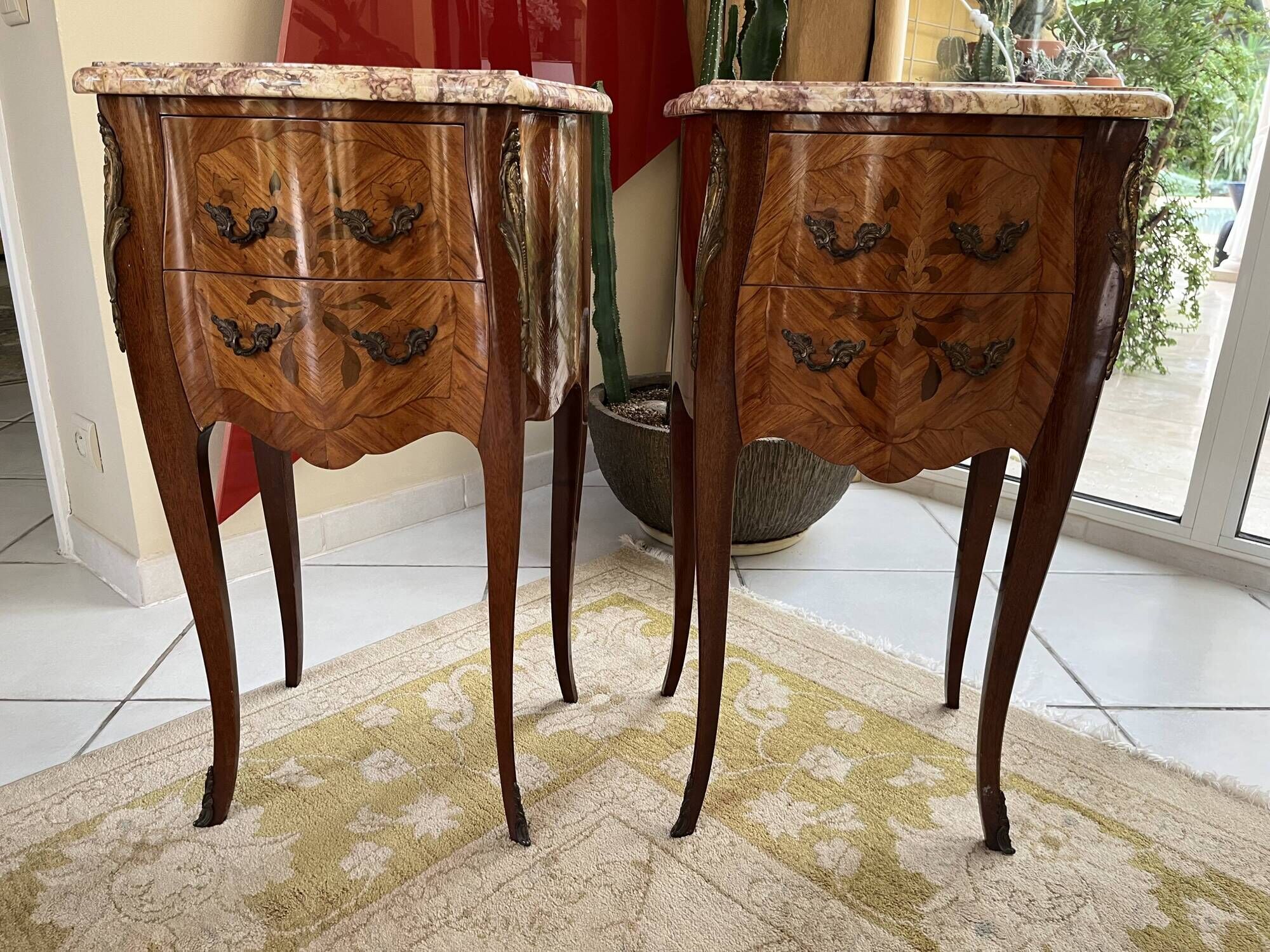 Bedside table in marquetry