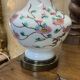 Napoleon III lamp in white opaline and painted with floral decoration - late 19th century
