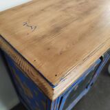 Vintage Jam Cupboard / Small Blue Workshop Cabinet