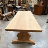 Large monastery type table in oak and its 2 extensions