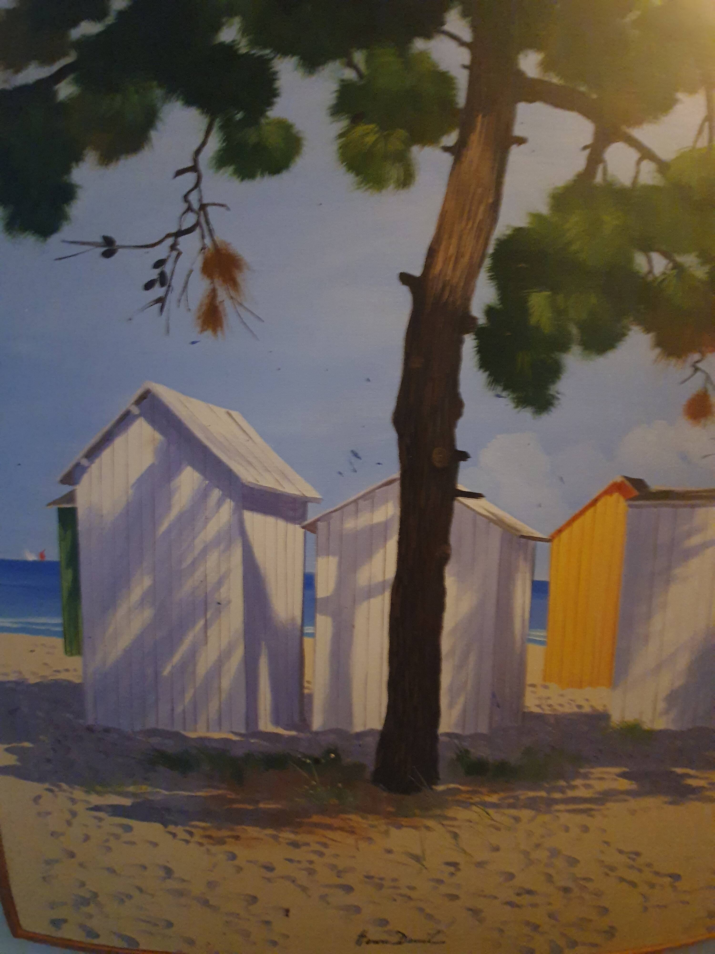 Tableau A l'ombre des pins à Oléron Henri Deuil 2002