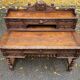 19th-century Renaissance carved oak desk with chair
