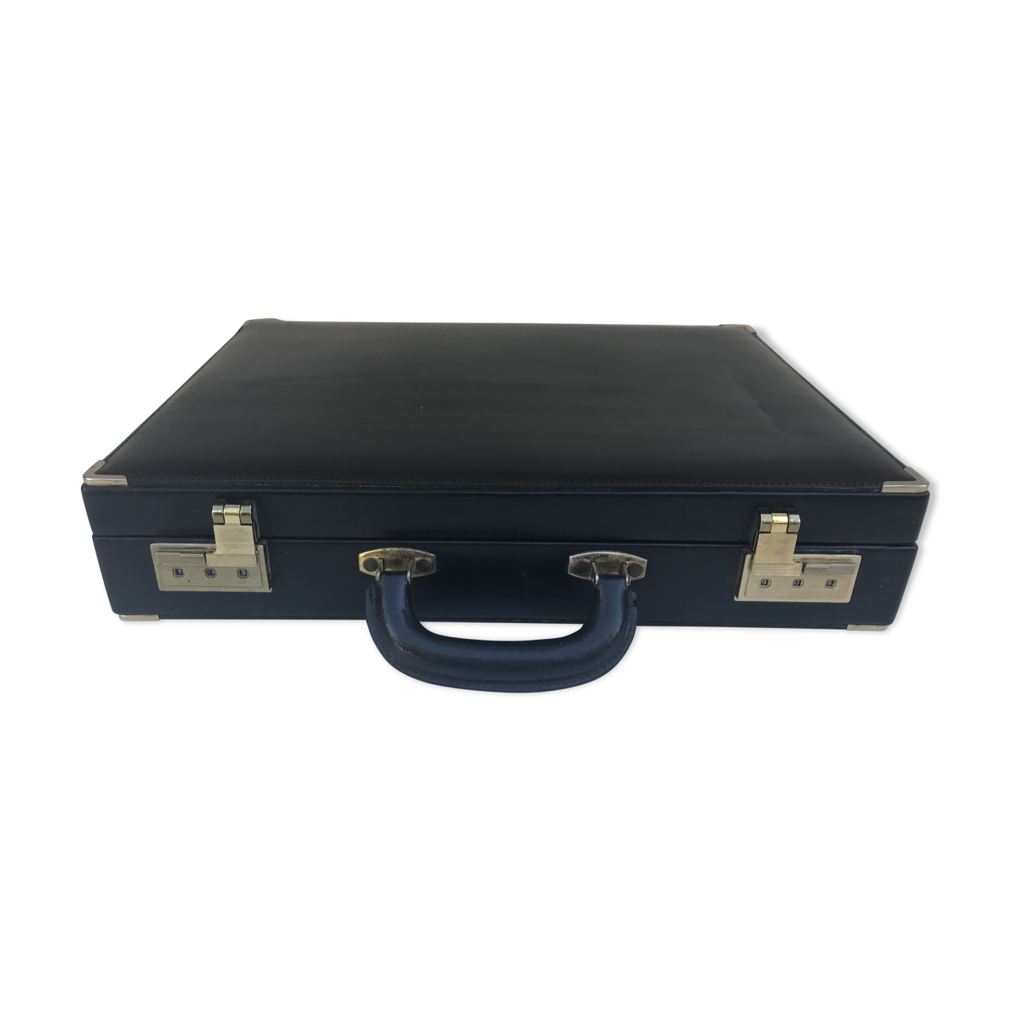 Old travel Gerard Henon leather black briefcase