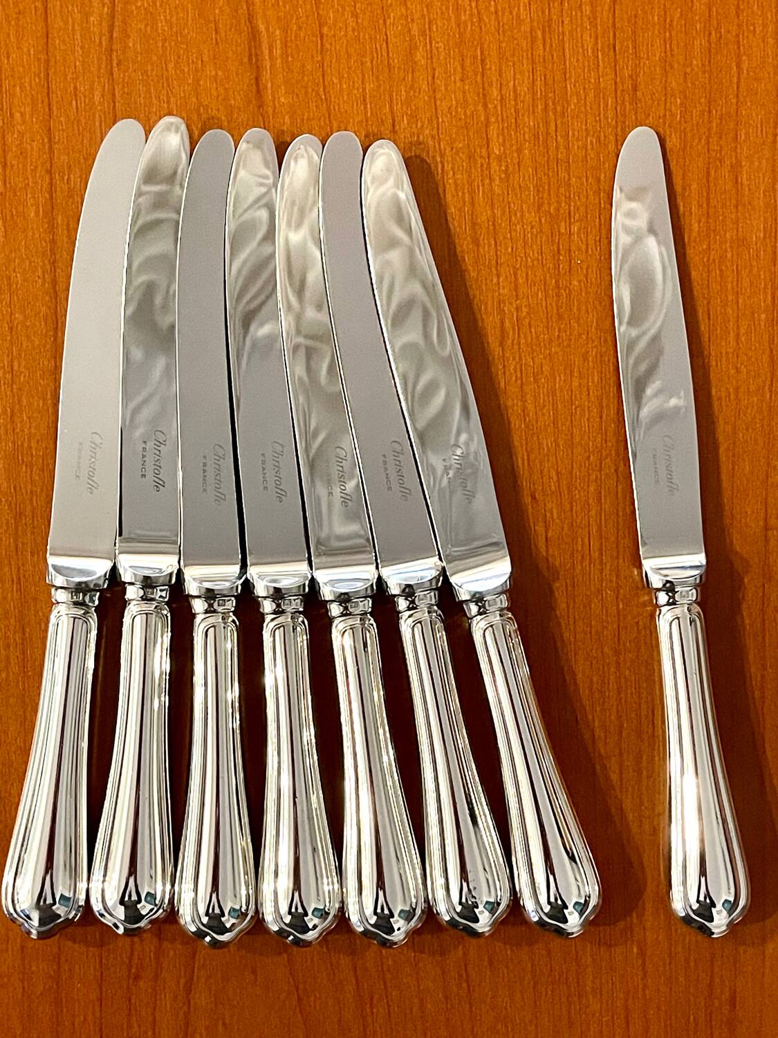 Christofle spatours 8 dessert knives 19.5 cm very good condition