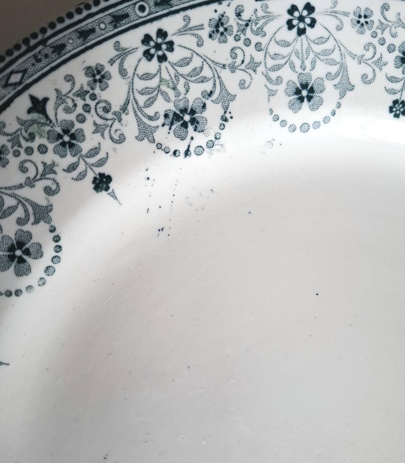 Mismatched antique ironstone dinner plates