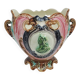 Ancien cache-pot en barbotine médaillon de style art nouveau