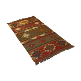 Kilim cotton and burlap carpet - 90cm x 160cm
